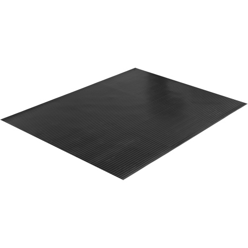 Tapis &agrave; nervures larges, Couloir, 4' x 75' x 1/8", Noir GTA Hardware Inc