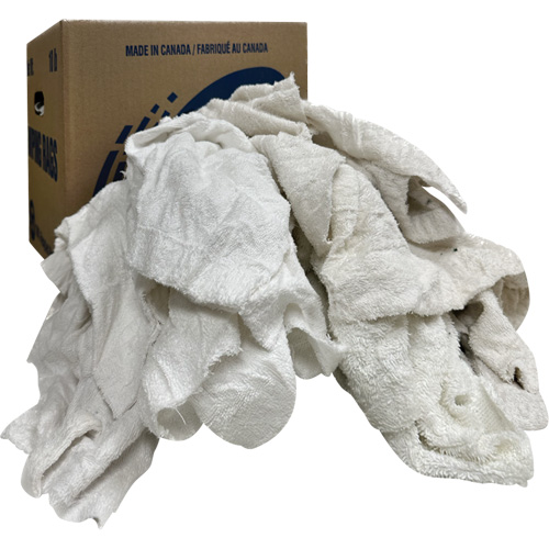 Wiper Rags Box, Terrycloth, White, 10 lbs. GTA Hardware Inc
