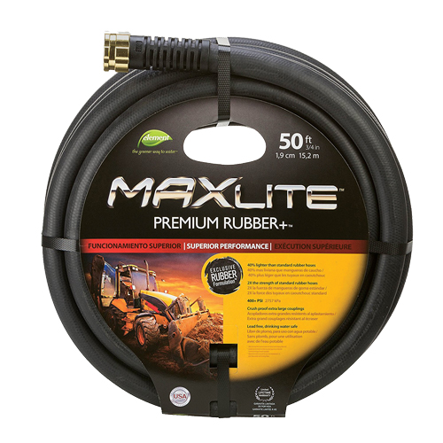 MAXLite Water Hose, Rubber, 3/4" dia. x 50' L GTA Hardware Inc
