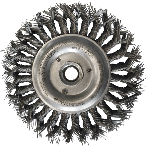Brosses m&eacute;talliques &agrave; touret, Dia. 6", Fils 0,014", Arbre 5/8"-11, Acier GTA Hardware Inc