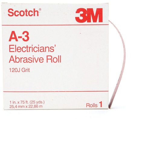 Rouleau abrasif pour &eacute;lectricien A-3 Scotch, Oxyde d'aluminium, 1" la x 75' lo, Grain 120 GTA Hardware Inc