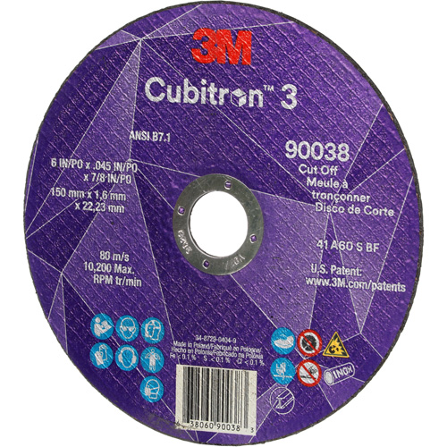 Cubitron 3 Cut-Off Wheel, 6" x 0.045", Type T27, Ceramic, 10200 RPM GTA Hardware Inc