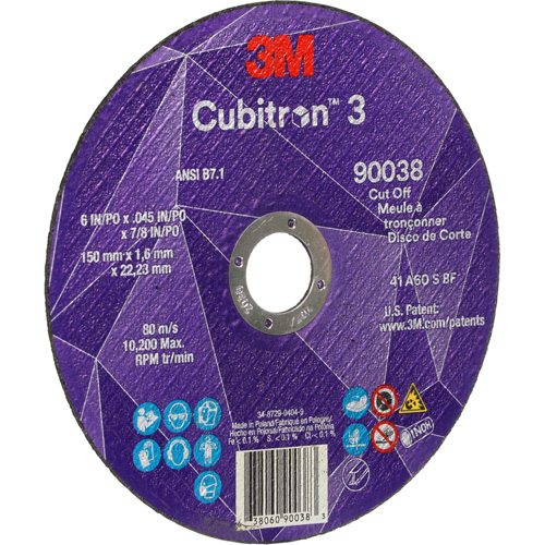 Cubitron 3 Cut-Off Wheel, 6" x 0.045", Type T27, Ceramic, 10200 RPM GTA Hardware Inc
