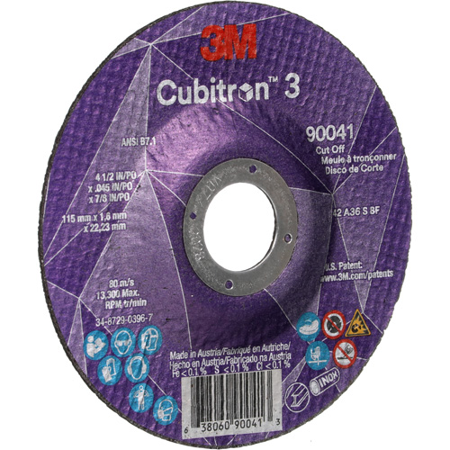 Meule &agrave; tronçonner Cubitron 3, 4-1/2" x 0,045", Arbre de 7/8", Type T27, C&eacute;ramique, 13 300 Tr/min GTA Hardware Inc