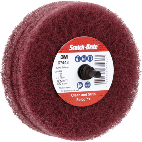 Roue de ponçage &agrave; usage g&eacute;n&eacute;ral Scotch-Brite Roloc Plus, 4" dia. GTA Hardware Inc