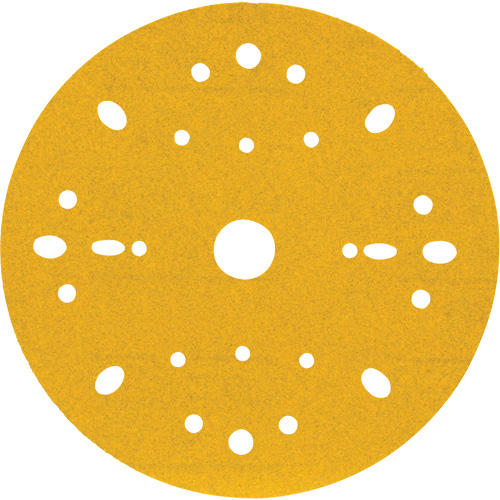 Hookit Gold Abrasive Disc, 6" Dia., 180 Grit, Aluminum Oxide, C-Weight GTA Hardware Inc