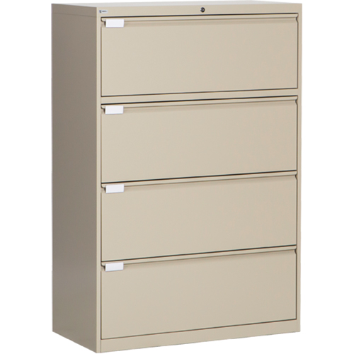 Classeur lat&eacute;ral, Acier, 4 tiroirs, 36" la x 18" p x 53-3/8" h, Beige GTA Hardware Inc