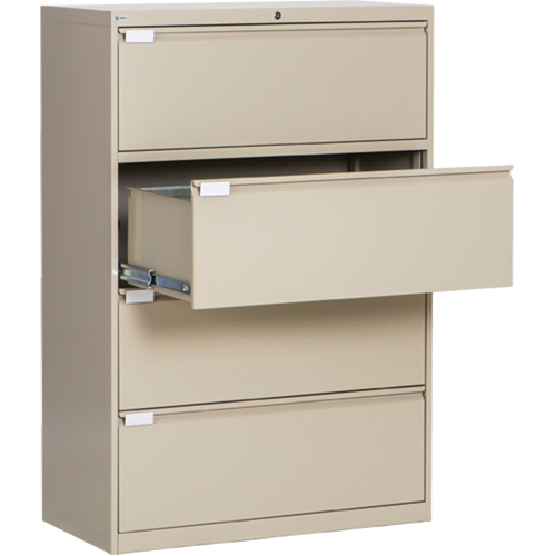 Classeur lat&eacute;ral, Acier, 4 tiroirs, 36" la x 18" p x 53-3/8" h, Beige GTA Hardware Inc