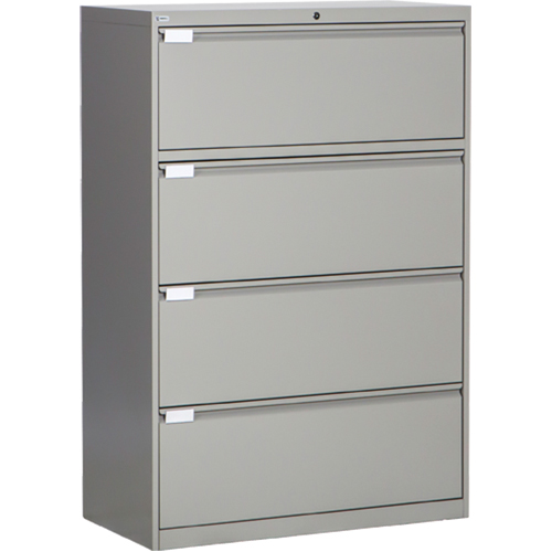 Lateral Filing Cabinet, Steel, 4 Drawers, 36" W x 18" D x 53-3/8" H, Grey GTA Hardware Inc