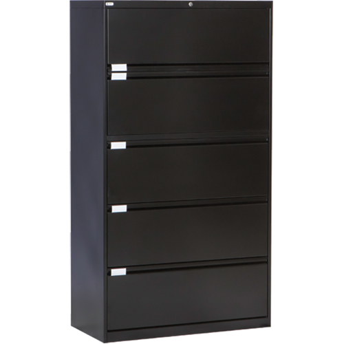 Classeur lat&eacute;ral, Acier, 5 tiroirs, 36" la x 18" p x 65-1/2" h, Noir GTA Hardware Inc
