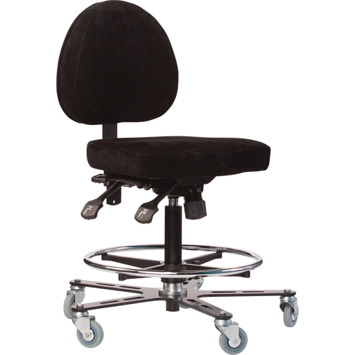 TF180 Welding Grade Ergonomic Stools, Suede, Black, 300 lbs. Capacity GTA Hardware Inc