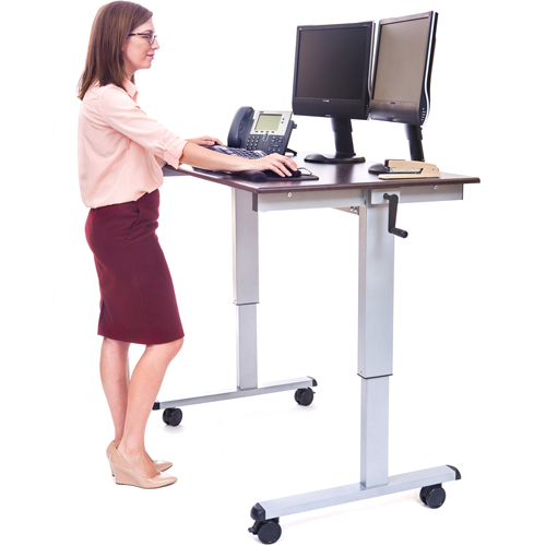 Postes de travail ajustables pour travail assis et debout , , 48-1/2" h x 48" la x 32-1/2" p, Noyer GTA Hardware Inc