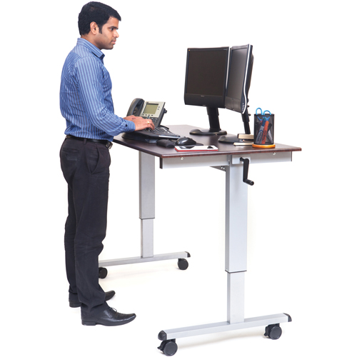 Postes de travail ajustables pour travail assis et debout , , 48-1/2" h x 59" la x 29-1/2" p, Noyer GTA Hardware Inc