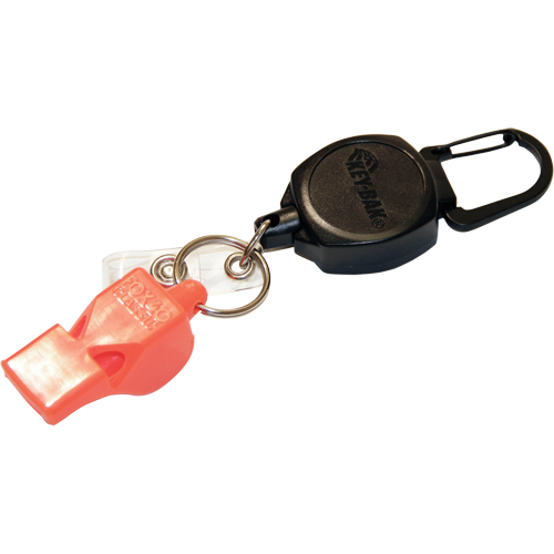 Self Retracting ID Badge and Key Reel with Whistle, Zinc Alloy Metal, 24" Cable, Carabiner Attachment GTA Hardware Inc