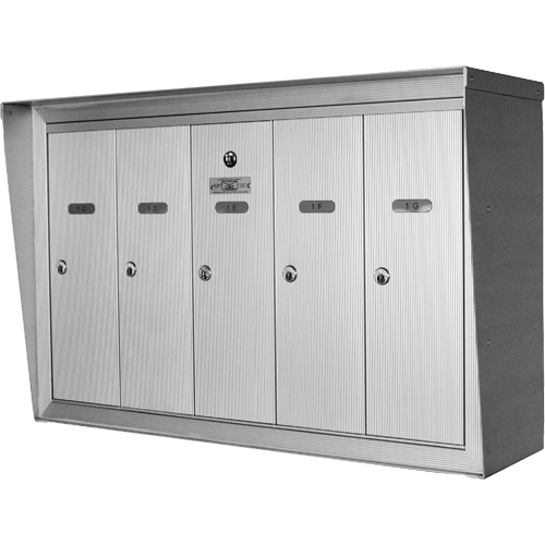 Single Deck Mailboxes, Wall -Mounted, 16" x 5-1/2", 5 Doors, Aluminum GTA Hardware Inc