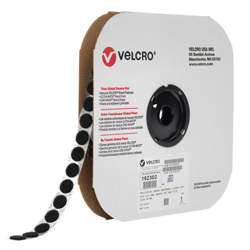Attache Velcoin, Crochet, 3/4" dia., Adh&eacute;sif, Noir GTA Hardware Inc