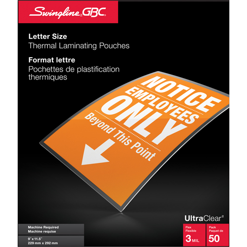 Swingline UltraClear Laminating Letter Pouches GTA Hardware Inc