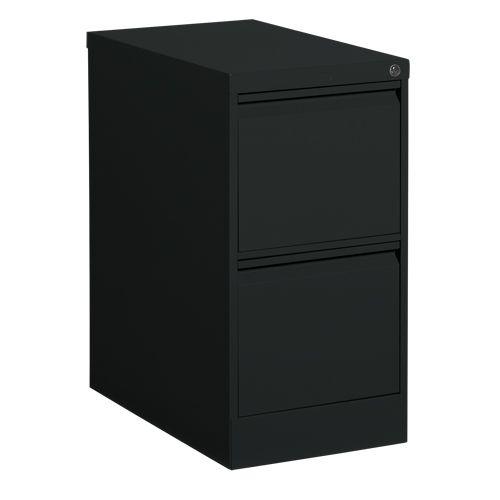Vertical Filing Cabinet, Steel, 2 Drawers, 15-1/7" W x 25" D x 29" H, Black GTA Hardware Inc