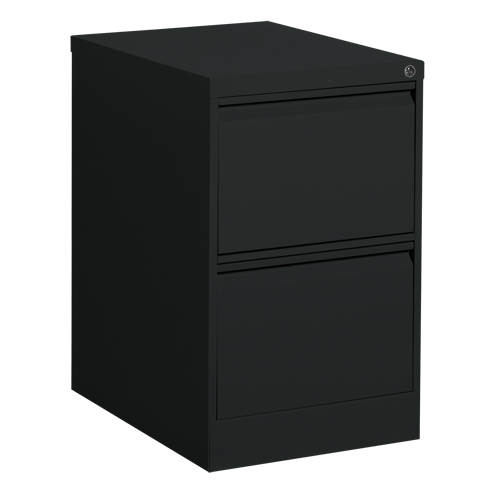 Vertical Filing Cabinet, Steel, 2 Drawers, 18-1/7" W x 25" D x 29" H, Black GTA Hardware Inc