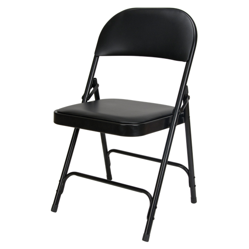 Vinyl Padded Folding Chair, Steel, Black, 300 lbs. Weight Capacity GTA Hardware Inc