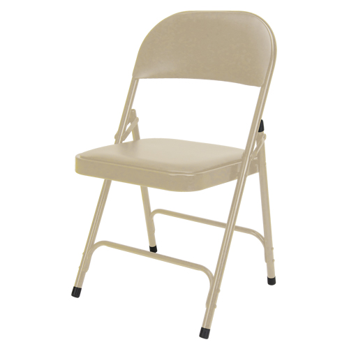 Vinyl Padded Folding Chair, Steel, Beige, 300 lbs. Weight Capacity GTA Hardware Inc
