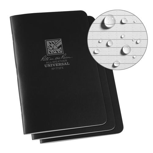 All-Weather Notebook, Soft Cover, Black, 48 Pages, 4-5/8" W x 7" L GTA Hardware Inc