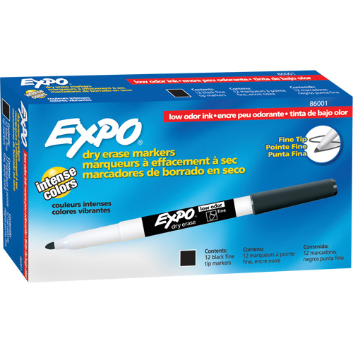 Low Odour Dry Erase Whiteboard Marker, Black, Fine Tip GTA Hardware Inc