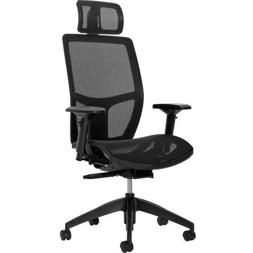 Format+ High-Back Weight-Sensing Synchro-Tilter with Headrest, Mesh, Black, 300 lbs. Capacity GTA Hardware Inc