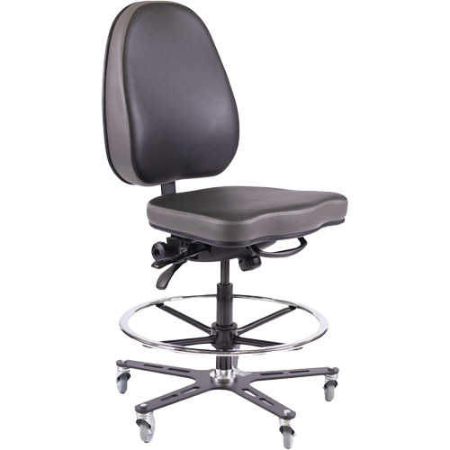 Chaise industrielle ergonomique TF180, Mobile, Ajustable Hauteur, Capacit&eacute; 280 lb GTA Hardware Inc