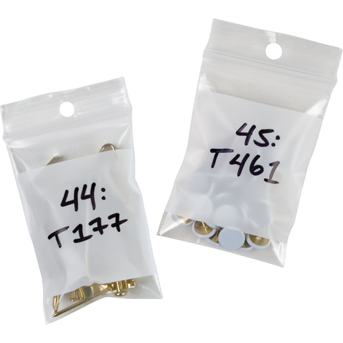 White Block Poly Bags, Reclosable, 3" x 2", 2 mils GTA Hardware Inc