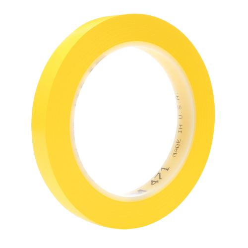 471 Vinyl Tape, 38 mm (1-1/2") W x 32.9 m (108') L, 5.3 mils, Yellow GTA Hardware Inc