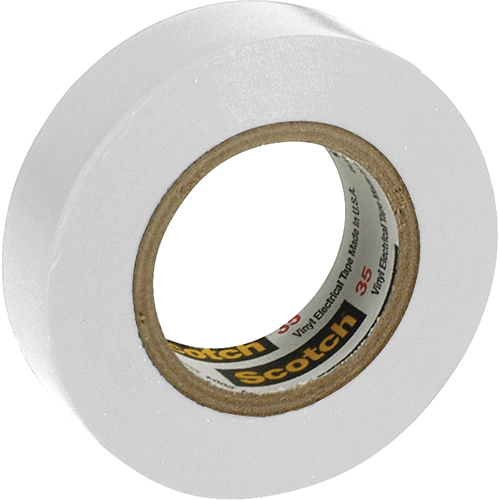 Rubans en vinyle pour codage en couleurs 35 Scotch, 12,7 mm (1/2") x 6,1 m (20'), Blanc, 7 mils GTA Hardware Inc