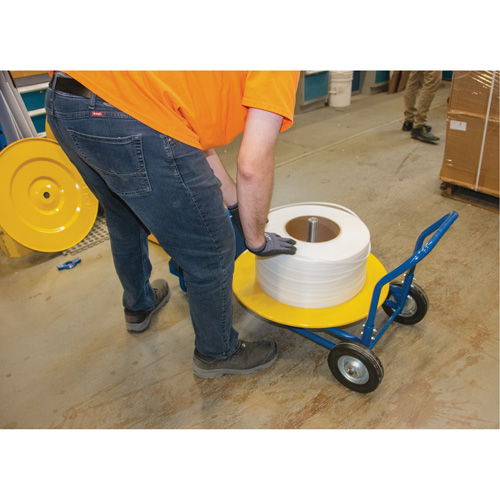 Strapping Dispenser, Polyester/Steel/Polypropylene Straps, 16"/8" Core Dia., 3"/8"/6" Roll Width GTA Hardware Inc
