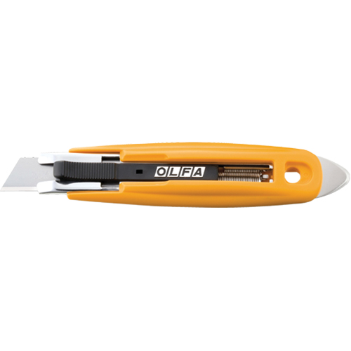 Self-Retracting Safety Knife with Tape Slitter, 17.5 mm, Carbon Steel, Plastic Handle GTA Hardware Inc