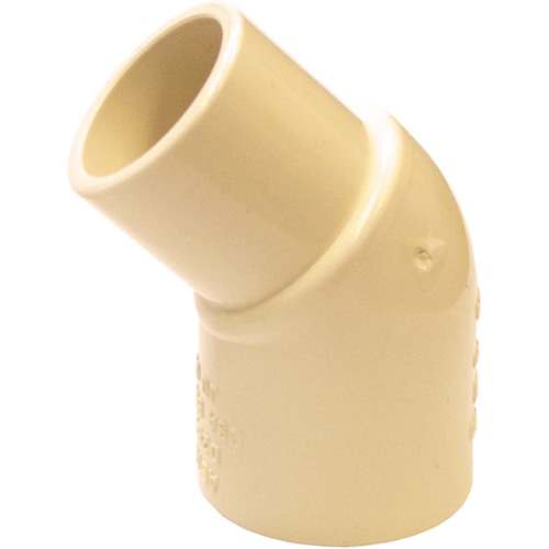 Flowguard Gold 45° Street Elbow Fitting, Spigot x Hub, CPVC, 1/2" GTA Hardware Inc
