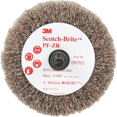 Scotch-Brite Roloc Cut and Polish Flap Brush, PF-ZR, Aluminum Oxide, Medium Grit, 2-1/2" x 1-1/4" GTA Hardware Inc
