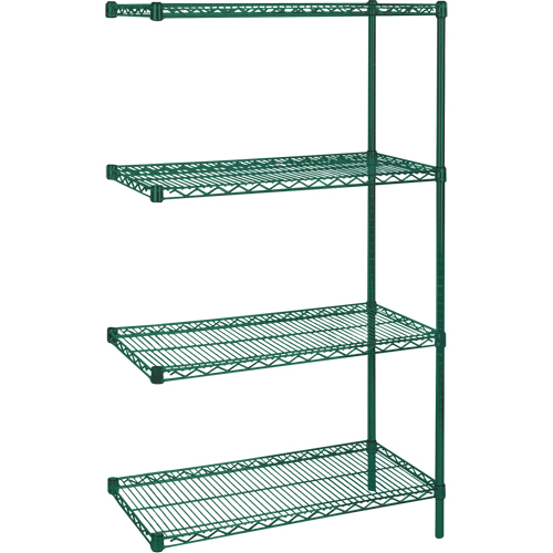 &eacute;tag&egrave;res robustes en treillis m&eacute;tallique au fini &eacute;poxy vert, Ensemble de Ajout, 4 Tablettes, 36" la x 63" h x 18" p GTA Hardware Inc