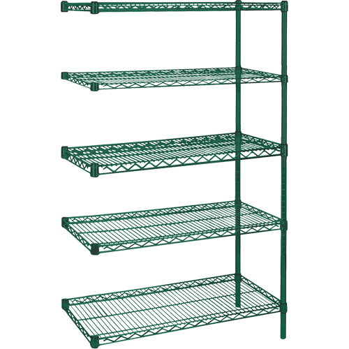 &eacute;tag&egrave;res robustes en treillis m&eacute;tallique au fini &eacute;poxy vert, Ensemble de Ajout, 5 Tablettes, 30" la x 74" h x 14" p GTA Hardware Inc