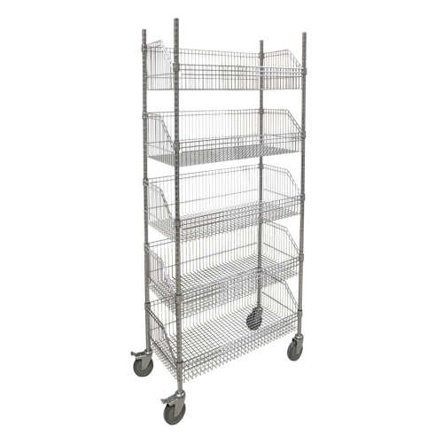 Chariot &agrave; tablette avec panier en treillis, Tiers 5, 48" la x 80" h x 24" p GTA Hardware Inc