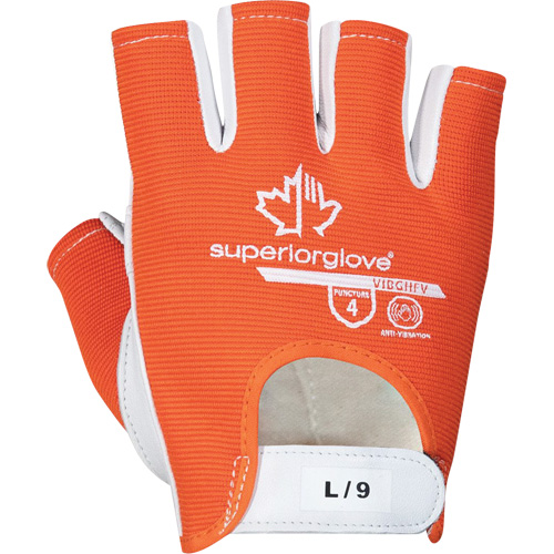 Vibrastop Half-Finger Vibration-Dampening Gloves, Size Large, Goatskin Palm GTA Hardware Inc