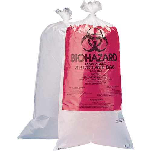 Sacs pour d&eacute;chets dangereux, Biorisque, 24" lo x 12" la, 1,5 mil, Capacit&eacute; de 3.7 L (1 gal.) GTA Hardware Inc