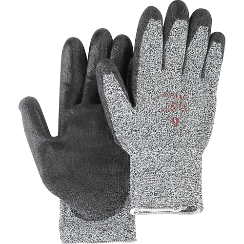 Gants de tricot poivre & sel avec rev&ecirc;tement de paume noir, Taille Petit/7, Rev&ecirc;tement Polyur&eacute;thane, Enveloppe en PEHP, ANSI/ISEA 105 niveau 2 GTA Hardware Inc
