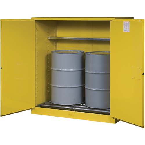 Sure-Grip&reg; EX Vertical Drum Storage Cabinets, 110 US gal. Cap., 2 Drums, Yellow GTA Hardware Inc