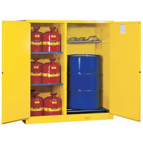Armoires Sure-Grip EX s&eacute;curitaires &agrave; double fonction, Capacit&eacute; de 115 gal. US, 13 barils, Jaune GTA Hardware Inc