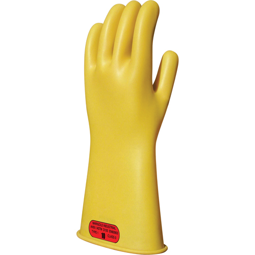 Yellow Natural Rubber Insulating Gloves, ASTM Class 0, Size 8, 11" L GTA Hardware Inc