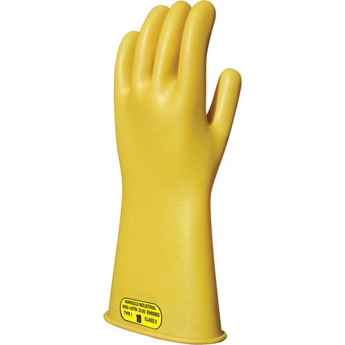 Gants isolants en caoutchouc naturel jaune, ASTM classe 2, Taille 8, 14" lo GTA Hardware Inc
