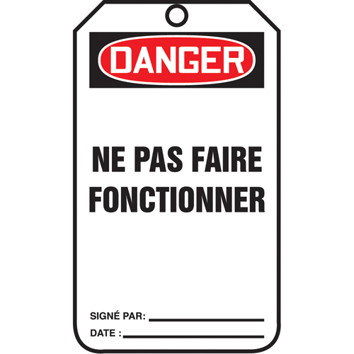 Lockout Tags, Plastic, 3-3/8" W x 5-7/8" H, French GTA Hardware Inc