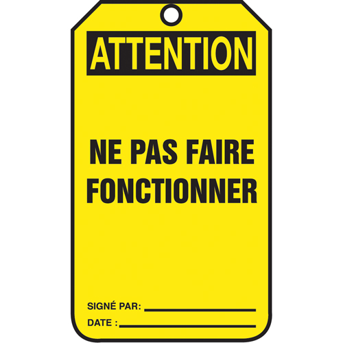 Lockout Tags, Cardstock, 3-1/8" W x 5-7/8" H, French GTA Hardware Inc