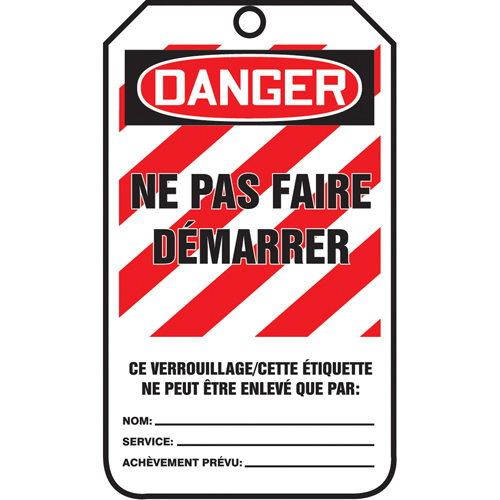 &eacute;tiquettes de verrouillage, Papier cartonn&eacute;, 3-1/8" la x 5-7/8" h, Français GTA Hardware Inc