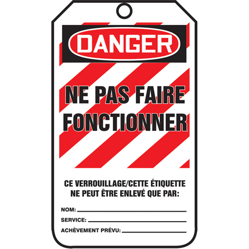 &eacute;tiquettes de verrouillage, Papier cartonn&eacute;, 3-1/8" la x 5-7/8" h, Français GTA Hardware Inc